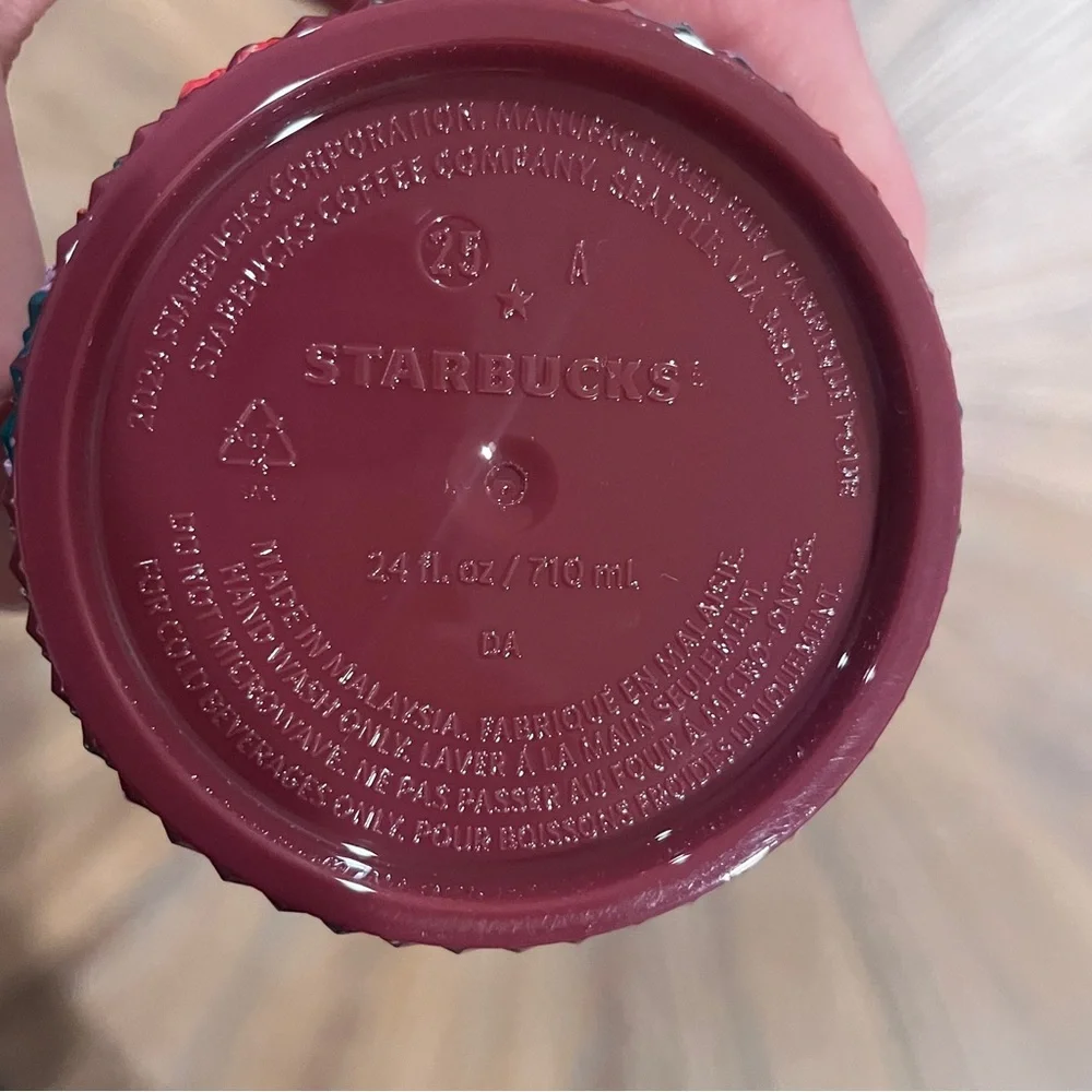 Starbucks 2025 Fall Floral Bling 24oz Venti Cold Cup Tumbler Maroon Purple NWOT